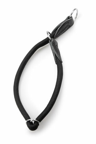 Lederen Buffalo Rund Slip Band Met Stop, Zwart, 45cm,10mm